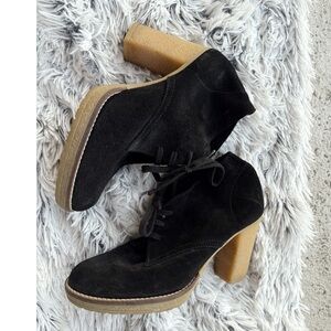 J.Crew Black Suede Heeled Ankle‎ Boots